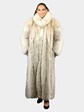 Woman's Natural Coyote Extra Long Fur Coat with Headband