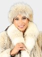 Woman's Natural Coyote Extra Long Fur Coat with Headband