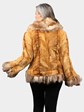 Woman's Dyed Whiskey Sheared Sculptured Mink Jacket with Fox Trim