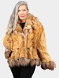 Woman's Dyed Whiskey Sheared Sculptured Mink Jacket with Fox Trim