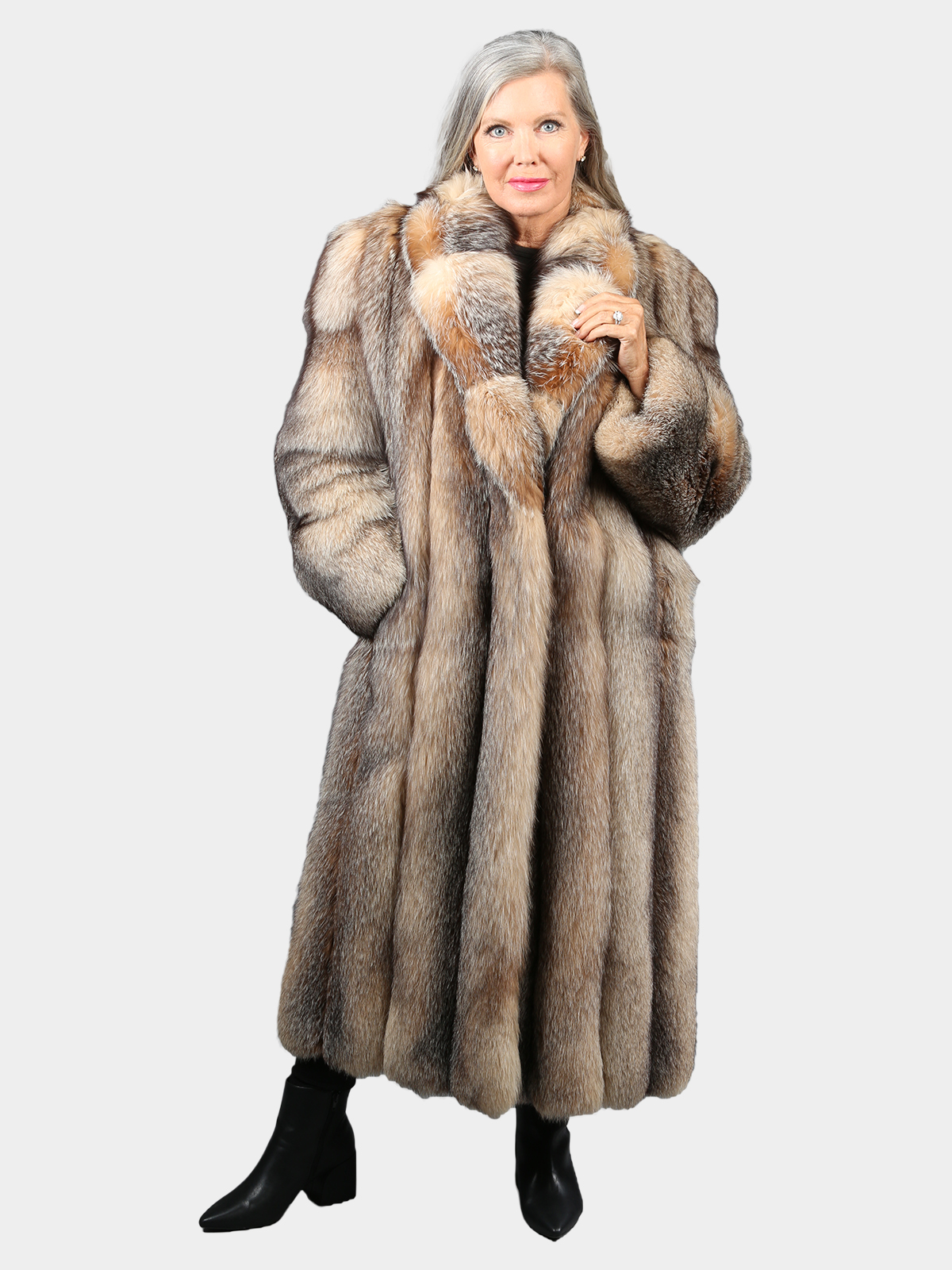 Woman's Natural Crystal Fox Fur Coat