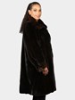 Woman's Natural Ranch Female Mink Fur 7/8 Coat with Directional Hemline