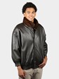 Man's Natural Demi Buff Mink Fur Jacket Reversing to Leather