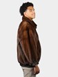 Man's Natural Demi Buff Mink Fur Jacket Reversing to Leather