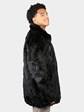 Man's Dyed Black Rex Rabbit Fur Jacket