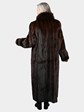 Woman's Natural Mahogany Mink Fur Coat with Dyed to Match Fox Tuxedo