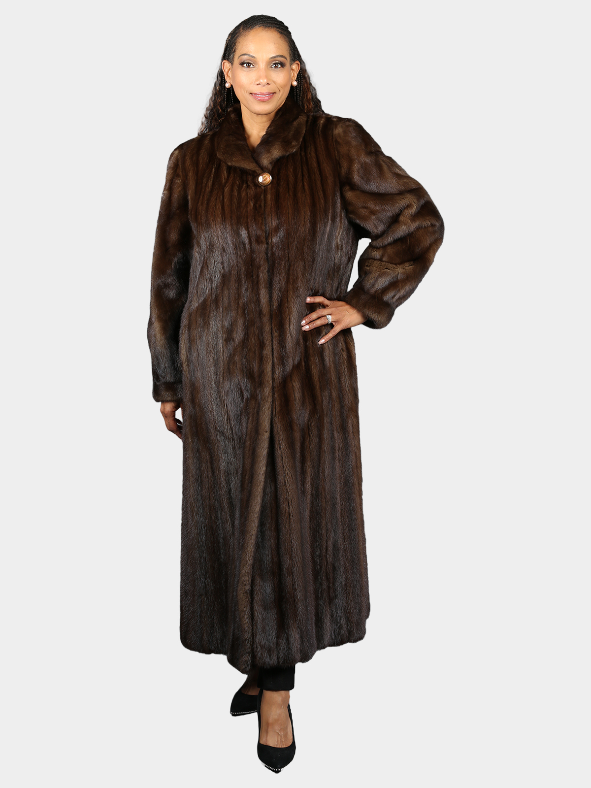 Woman's Natural Mahogany Female Mink Fur Coat