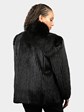 Woman's Natural Ranch Cord Cut Mink Fur Jacket with Fox Tuxedo