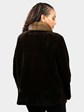 Woman's Dyed Dark Brown Sheared Mink Fur Jacket with Sable Collar