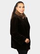 Woman's Dyed Dark Brown Sheared Mink Fur Jacket with Sable Collar