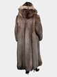 Woman's Natural Indigo Fox Fur Coat with Hood