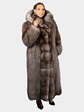 Woman's Natural Indigo Fox Fur Coat with Hood