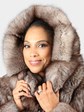 Woman's Natural Indigo Fox Fur Coat with Hood