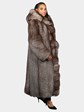 Woman's Natural Indigo Fox Fur Coat with Hood