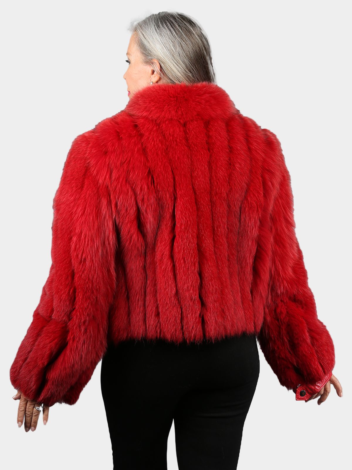 Woman's Dyed Red Fox Fur Fox Jacket - Estate Furs