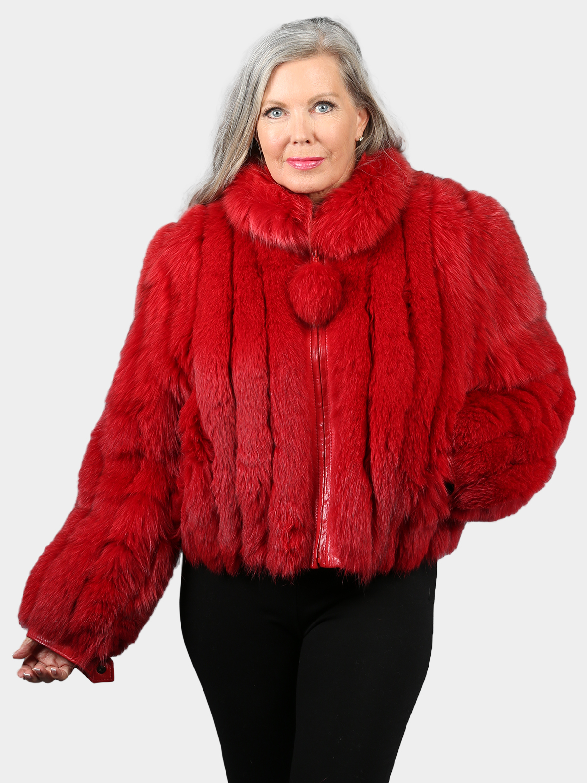 Woman's Dyed Red Fox Fur Fox Jacket