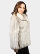 Woman's Natural Blue Fox Fur Cord Cut Jacket