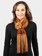 Woman's Natural Whiskey Knit Mink Fur Poncho with Hood Matching Neck Scarf and Purse