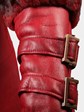 Woman's Dyed Vintage Red Shearling Lamb Coat with Dyed to Match Chinchilla Fur Trim