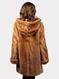 Woman's Natural Whiskey Mink Fur Stroller with Hood Reversible to Rain Taffeta