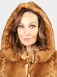 Woman's Natural Whiskey Mink Fur Stroller with Hood Reversible to Rain Taffeta