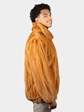 Man's Natural Whiskey Female Mink Fur Jacket with Headband