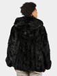 Man's Natural Ranch Sculptured Mink Fur Jacket with Detachable Hood