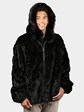 Man's Natural Ranch Sculptured Mink Fur Jacket with Detachable Hood