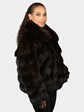 Woman's Plus Size Dyed Dark Brown Fox Fur Jacket