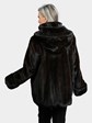 Woman's Dark Mahogany Female Mink Fur Jacket with Detachable Hood