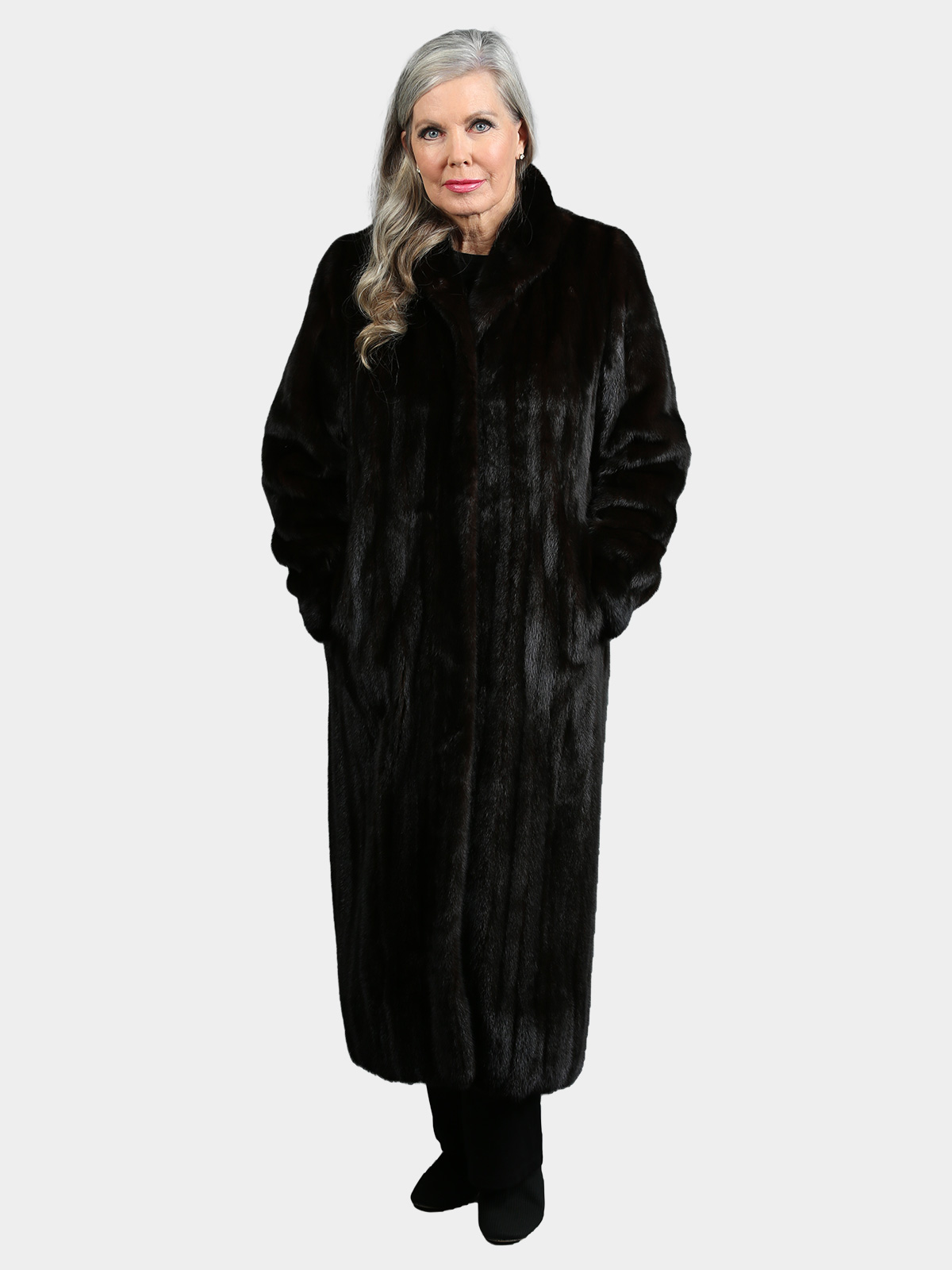 Woman's Natural Deepest  Mahogany Female Mink Fur Coat