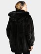 Woman's Deep Brown Sheared Mink Fur Jacket with Detachable Fox Trimmed Hood