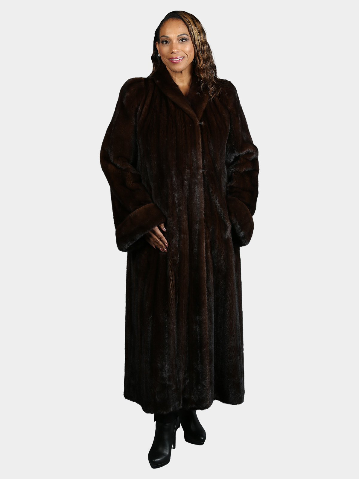 Woman's Natural Mahogany  Female Mink Fur Coat