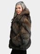 Woman's Natural Cross Fox Fur Jacket