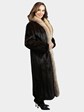 Woman's Natural Mahogany Mink Fur Coat with Crystal Fox Tuxedo Front