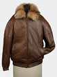 Man's Natural Tanuki Fur Jacket Reversing to Brown Leather