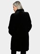 Woman's Dyed Black Sheared Mink 7/8 Coat Reversing to Black Rain Taffeta