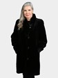 Woman's Dyed Black Sheared Mink 7/8 Coat Reversing to Black Rain Taffeta