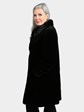 Woman's Dyed Black Sheared Mink 7/8 Coat Reversing to Black Rain Taffeta