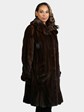 Woman's Natural Mahogany Female Mink Fur 7/8 Swing Coat with Directional Design