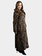 Woman's Natural Two Tone Patterned Mink Fur Coat