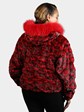 Woman' Dyed Red and Black Sheared and Sculptured Mink Parka