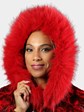 Woman' Dyed Red and Black Sheared and Sculptured Mink Parka