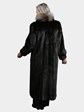 Woman's Natural Ranch Mink Fur Coat with Indigo Fox Tuxedo