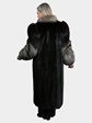 Woman's Natural Ranch Mink Coat with Indigo Fox Tuxedo Front and Fox Sleeves