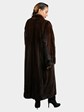 Woman's Natural Mahogany Female Mink Fur Coat with Directional Hemline