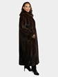 Woman's Natural Mahogany Female Mink Fur Coat with Directional Hemline