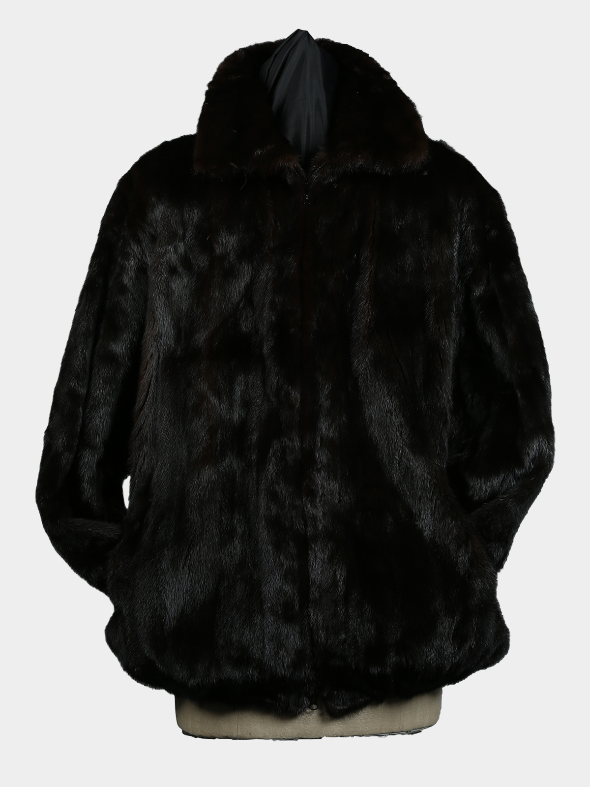 Man's Natural Deep Mahogany Mink Fur Zipper Jacket