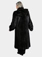 Woman's Natural Ranch Female Mink Fur Coat with Detachable Hood