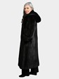 Woman's Natural Ranch Female Mink Fur Coat with Detachable Hood